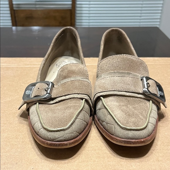 Vince Camuto Taupe Loafers with Silver Buckle - Picture 1 of 5